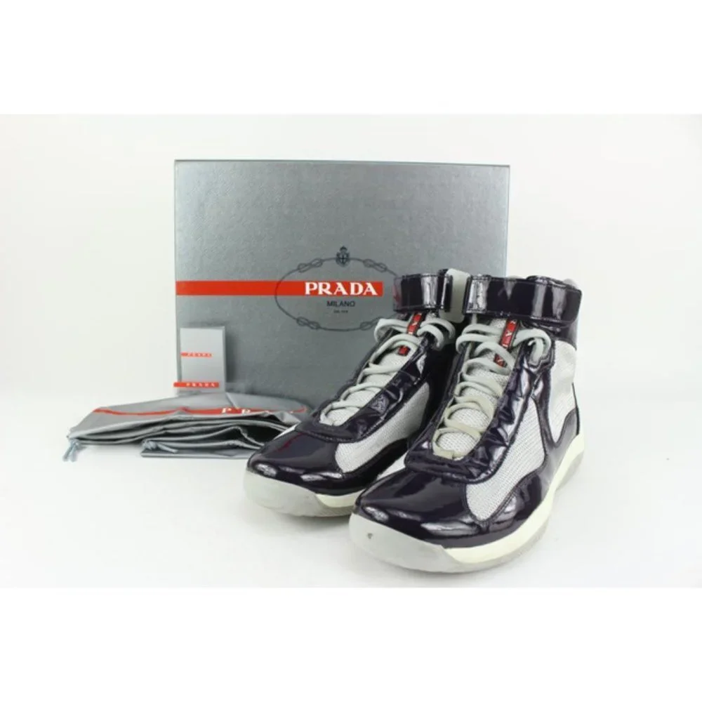 Prada Men's 10 US Cup Patent Leather Vernice Bike Sneaker 4T0341